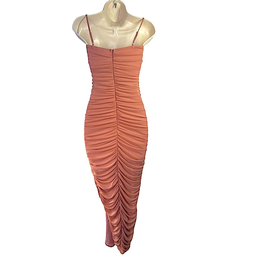 NBD Ruched Square-Neck Midi Dress in Brown - Picture 4 of 4